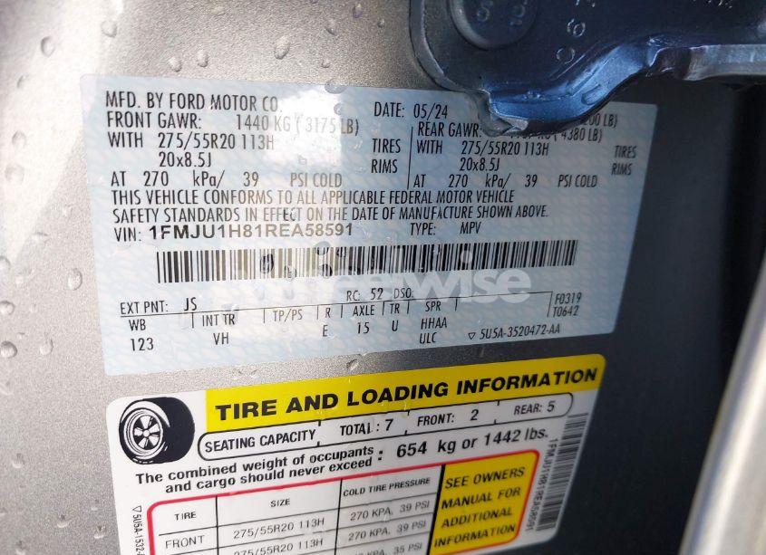 Photo 9 of 2024 Ford Expedition XLT (VIN 1FMJU1H81REA58591)