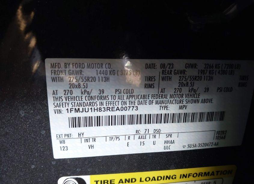 Photo 9 of 2024 Ford Expedition XLT (VIN 1FMJU1H83REA00773)