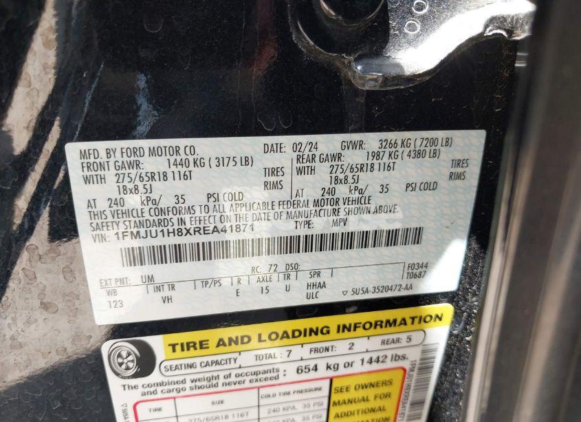 Photo 9 of 2024 Ford Expedition XLT (VIN 1FMJU1H8XREA41871)