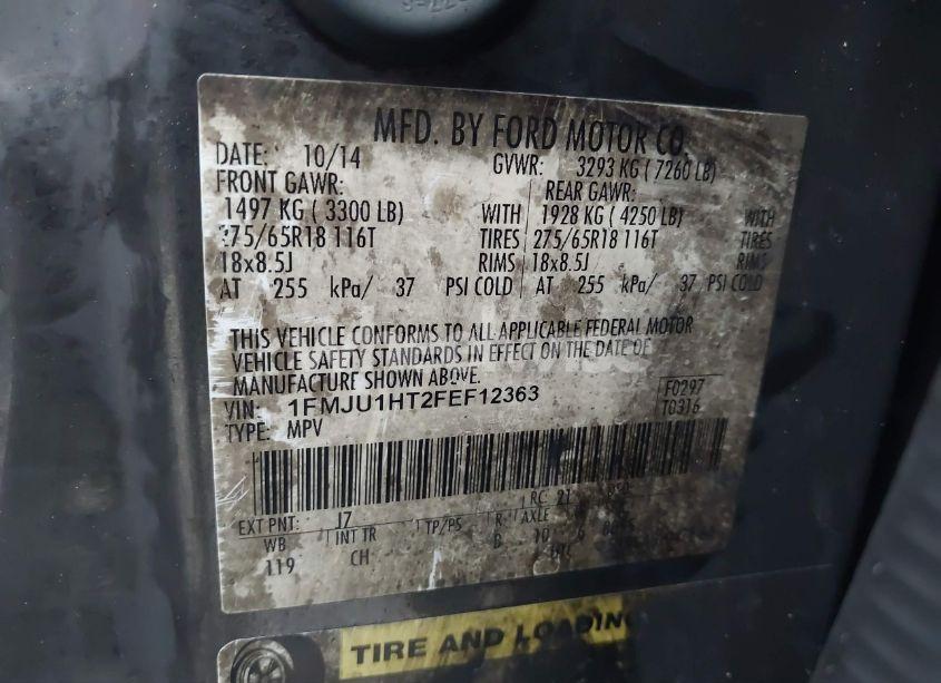 Photo 9 of 2015 Ford Expedition XLT (VIN 1FMJU1HT2FEF12363)