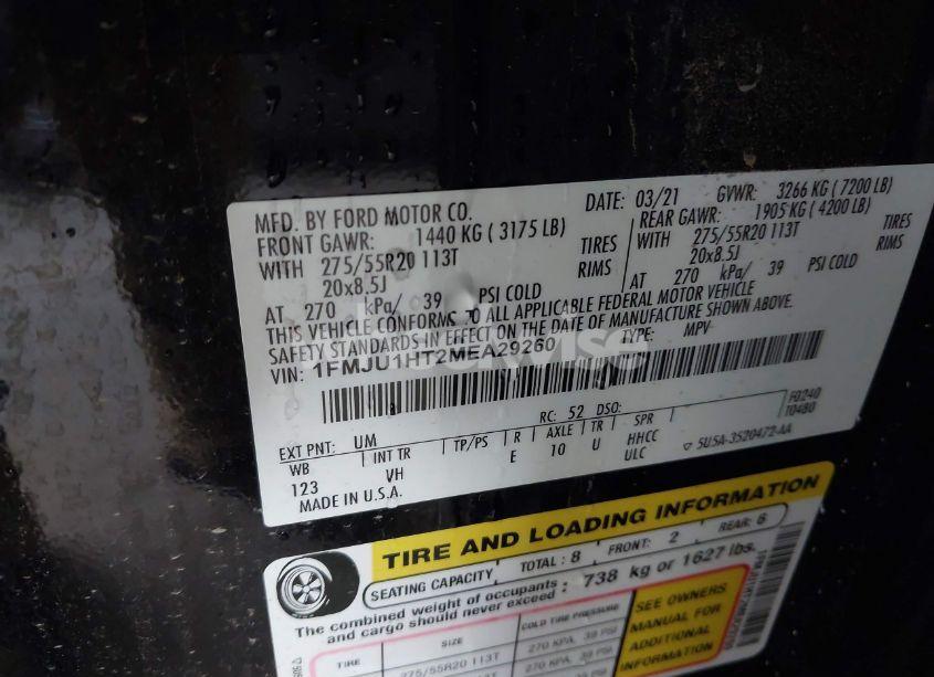 Photo 9 of 2021 Ford Expedition XLT (VIN 1FMJU1HT2MEA29260)