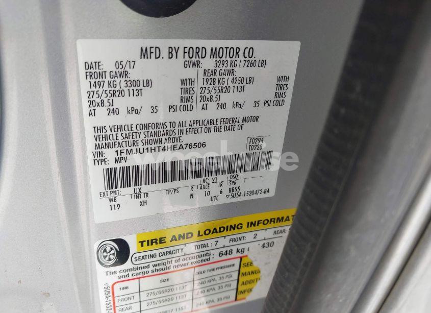 Photo 9 of 2017 Ford Expedition XLT (VIN 1FMJU1HT4HEA76506)