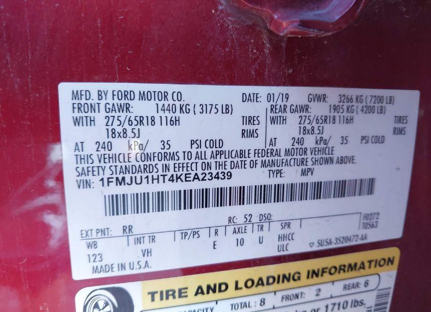 Photo 9 of 2019 Ford Expedition XLT (VIN 1FMJU1HT4KEA23439)