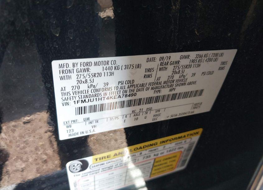 Photo 9 of 2019 Ford Expedition XLT (VIN 1FMJU1HT4KEA78490)