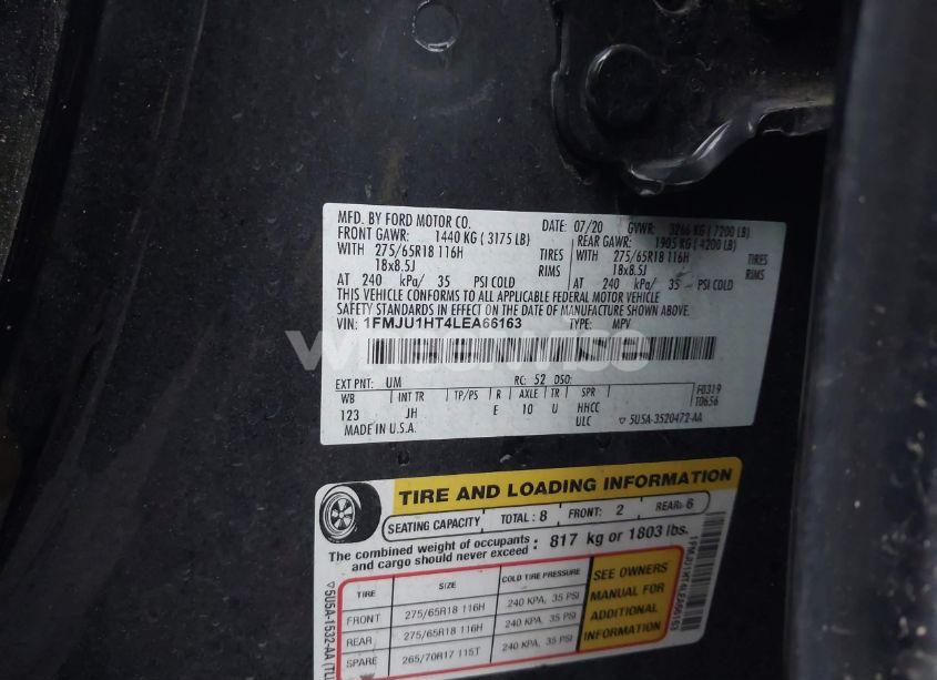 Photo 9 of 2020 Ford Expedition XLT (VIN 1FMJU1HT4LEA66163)