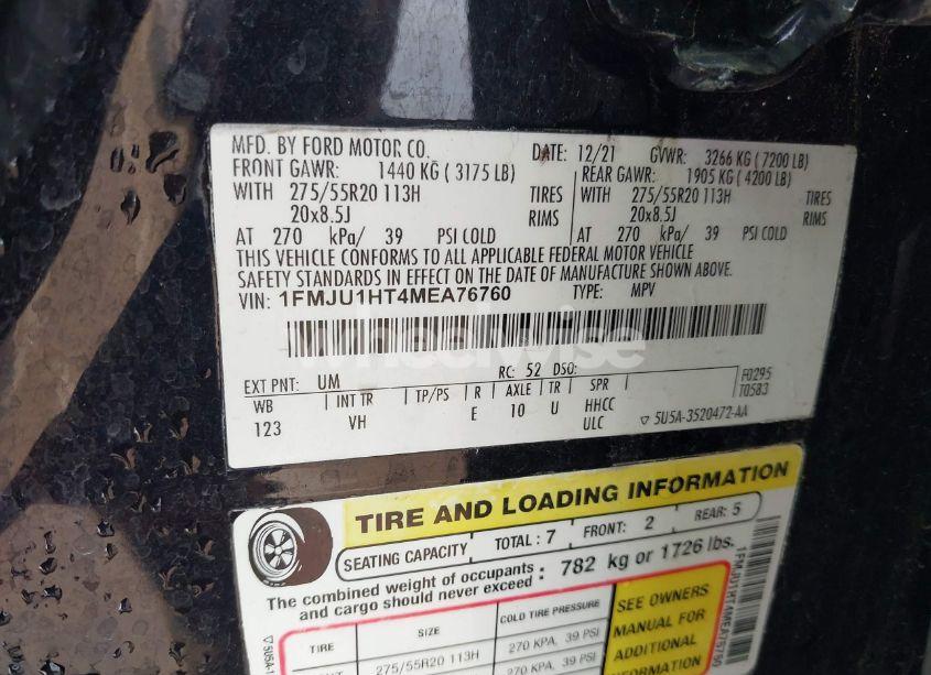 Photo 9 of 2021 Ford Expedition XLT (VIN 1FMJU1HT4MEA76760)