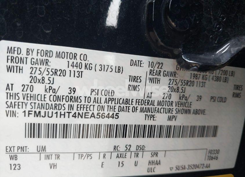 Photo 9 of 2022 Ford Expedition XLT (VIN 1FMJU1HT4NEA56445)