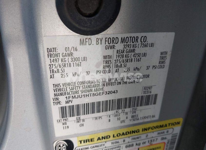 Photo 9 of 2016 Ford Expedition XLT (VIN 1FMJU1HT5GEF32043)