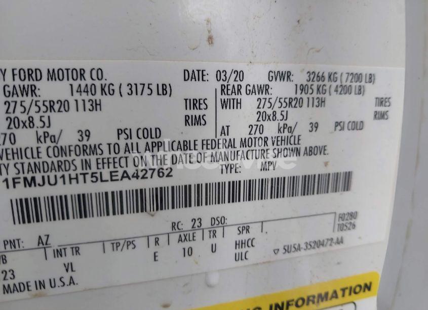 Photo 9 of 2020 Ford Expedition XLT (VIN 1FMJU1HT5LEA42762)