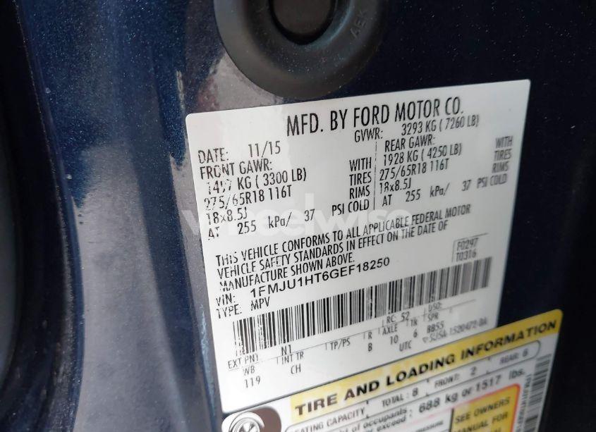 Photo 9 of 2016 Ford Expedition XLT (VIN 1FMJU1HT6GEF18250)