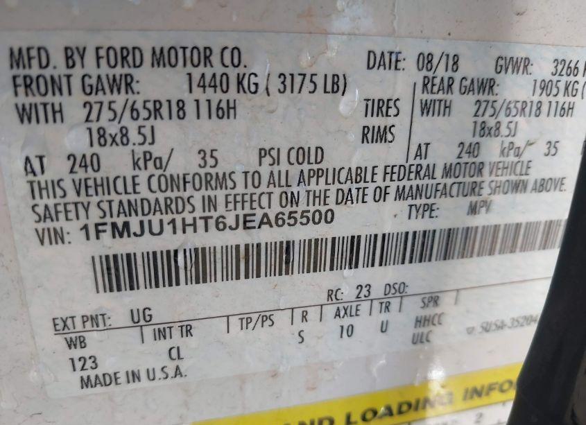 Photo 9 of 2018 Ford Expedition XLT (VIN 1FMJU1HT6JEA65500)