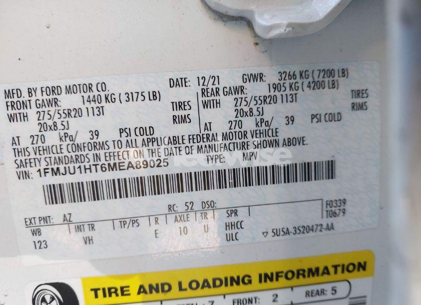 Photo 9 of 2021 Ford Expedition XLT (VIN 1FMJU1HT6MEA89025)