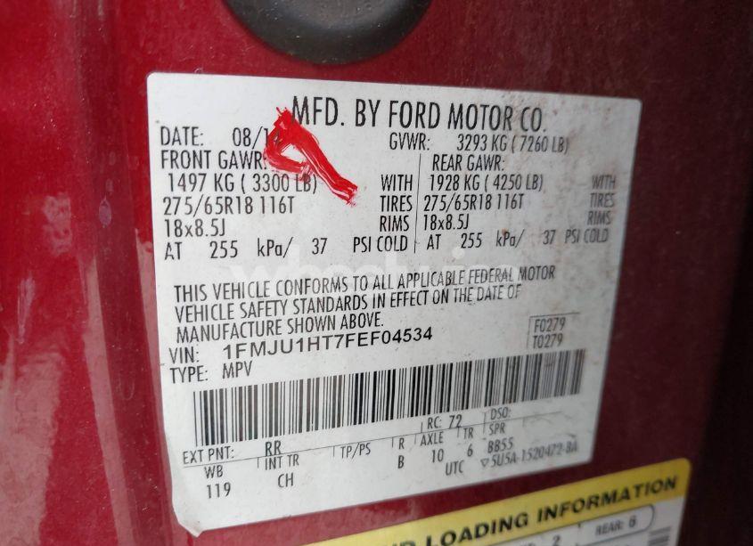 Photo 9 of 2015 Ford Expedition XLT (VIN 1FMJU1HT7FEF04534)