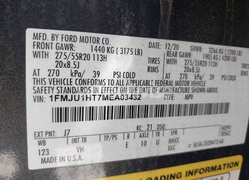 Photo 9 of 2021 Ford Expedition XLT (VIN 1FMJU1HT7MEA03432)