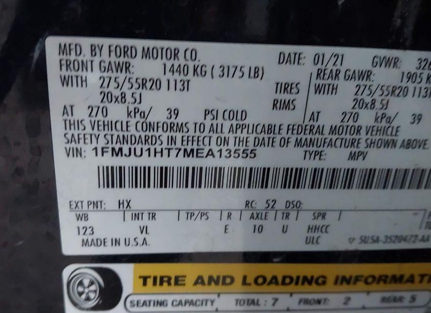 Photo 9 of 2021 Ford Expedition XLT (VIN 1FMJU1HT7MEA13555)