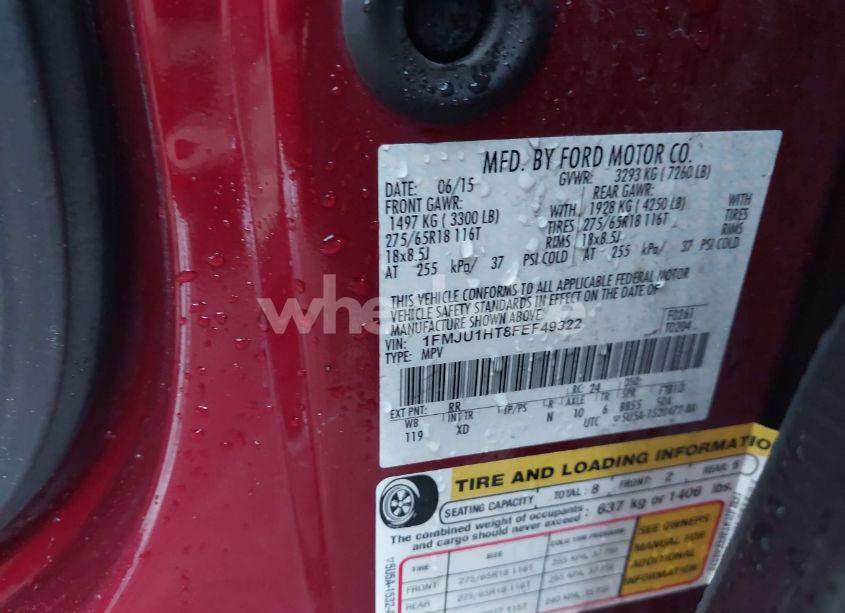 Photo 9 of 2015 Ford Expedition XLT (VIN 1FMJU1HT8FEF49322)