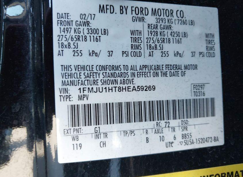 Photo 9 of 2017 Ford Expedition XLT (VIN 1FMJU1HT8HEA59269)