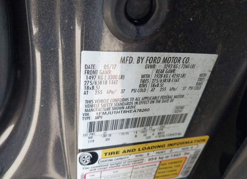 Photo 9 of 2017 Ford Expedition XLT (VIN 1FMJU1HT8HEA78260)