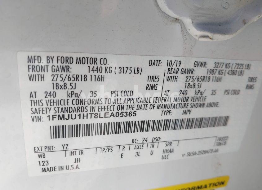 Photo 9 of 2020 Ford Expedition XLT (VIN 1FMJU1HT8LEA05365)