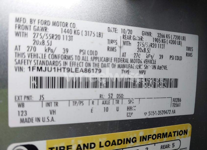 Photo 9 of 2020 Ford Expedition XLT (VIN 1FMJU1HT9LEA86179)