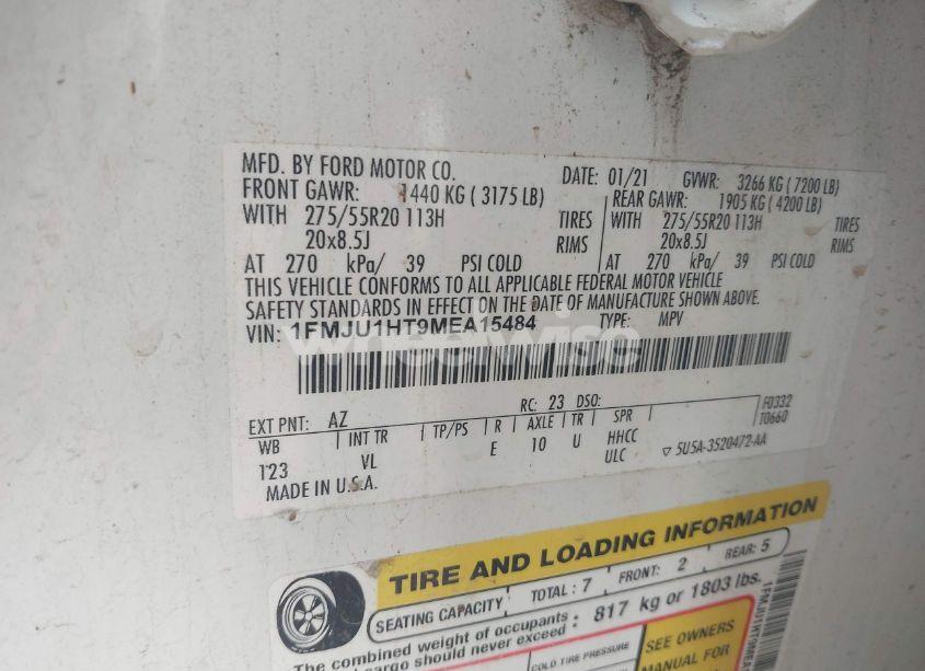 Photo 9 of 2021 Ford Expedition XLT (VIN 1FMJU1HT9MEA15484)