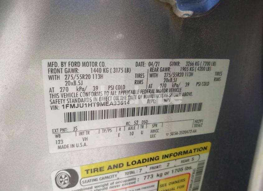 Photo 9 of 2021 Ford Expedition XLT (VIN 1FMJU1HT9MEA33614)