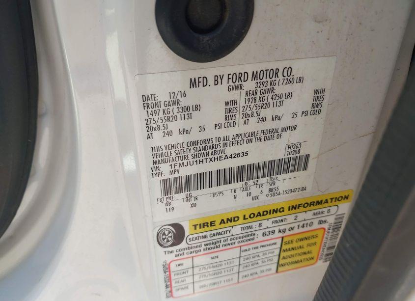 Photo 9 of 2017 Ford Expedition XLT (VIN 1FMJU1HTXHEA42635)