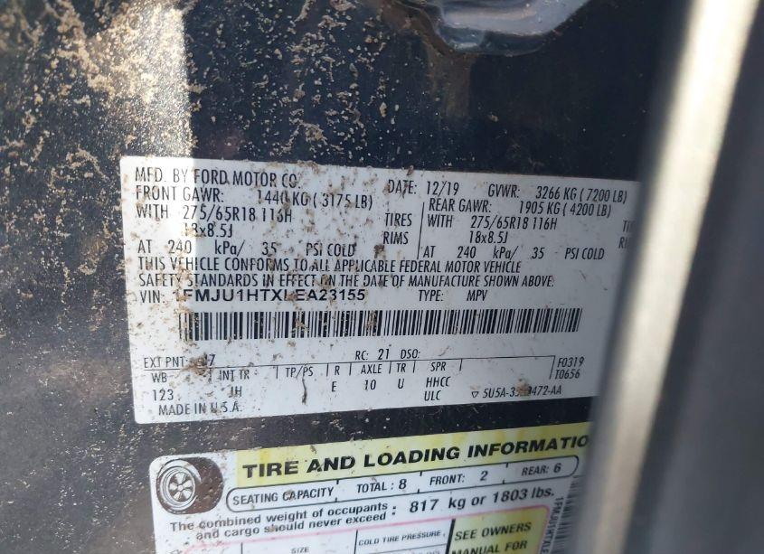 Photo 9 of 2020 Ford Expedition XLT (VIN 1FMJU1HTXLEA23155)