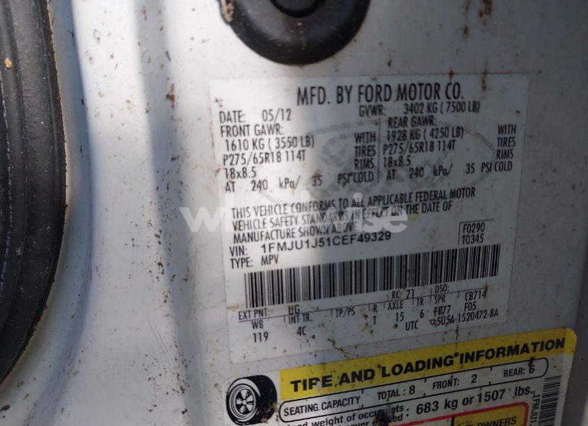 Photo 9 of 2012 Ford Expedition XLT (VIN 1FMJU1J51CEF49329)