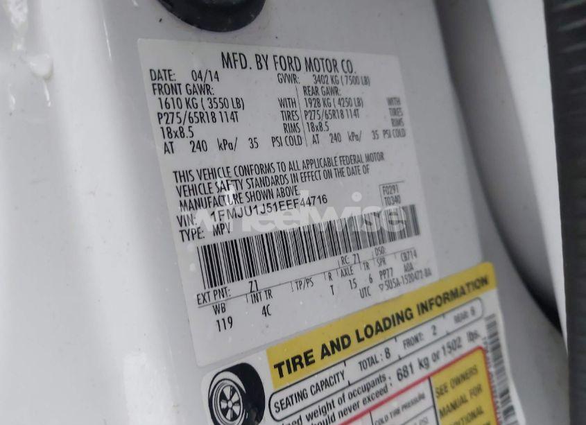 Photo 9 of 2014 Ford Expedition XLT (VIN 1FMJU1J51EEF44716)