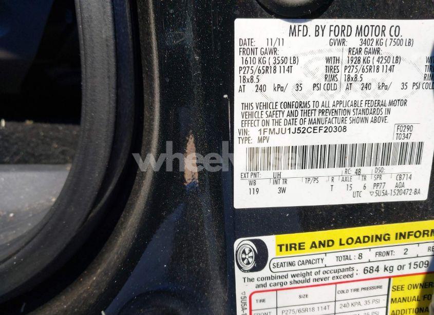 Photo 9 of 2012 Ford Expedition XLT (VIN 1FMJU1J52CEF20308)