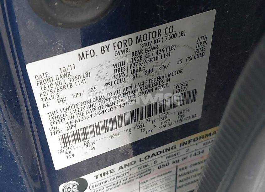 Photo 9 of 2012 Ford Expedition KING RANCH (VIN 1FMJU1J54CEF13571)