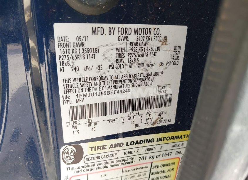 Photo 9 of 2011 Ford Expedition XLT (VIN 1FMJU1J55BEF46240)