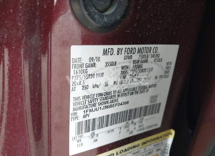 Photo 9 of 2011 Ford Expedition KING RANCH (VIN 1FMJU1J56BEF04398)