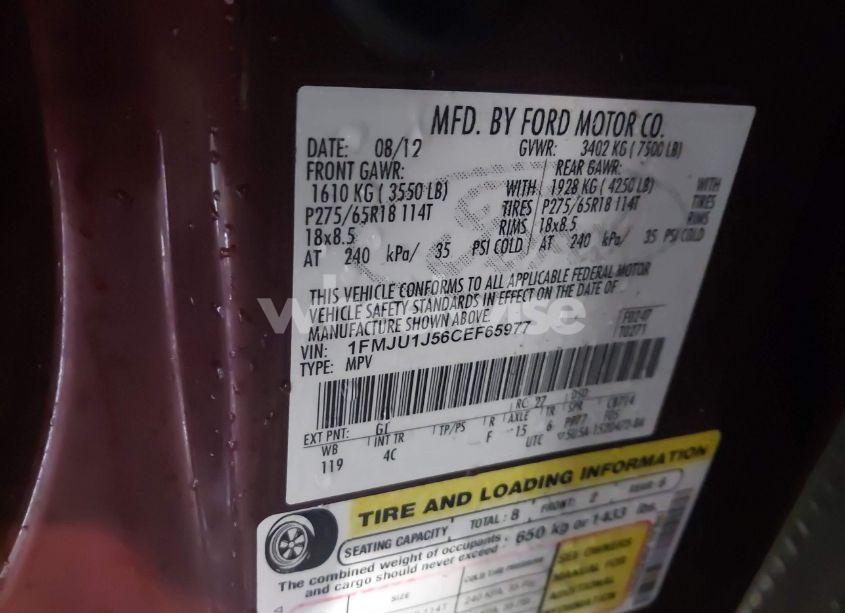 Photo 9 of 2012 Ford Expedition XLT (VIN 1FMJU1J56CEF65977)