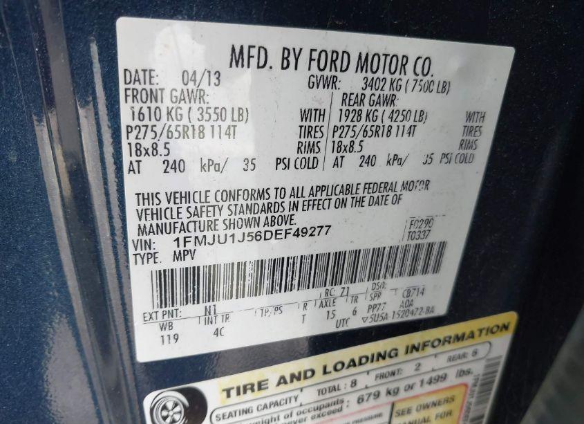 Photo 9 of 2013 Ford Expedition XLT (VIN 1FMJU1J56DEF49277)