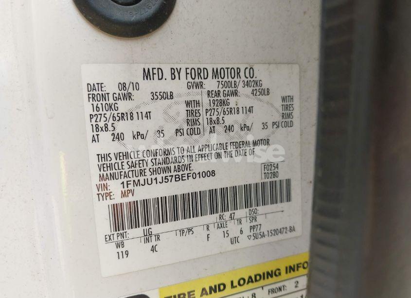 Photo 9 of 2011 Ford Expedition XLT (VIN 1FMJU1J57BEF01008)