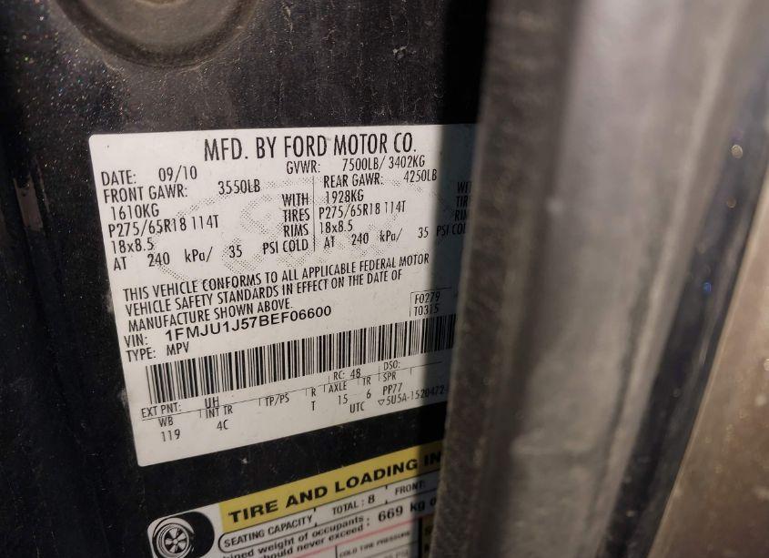 Photo 9 of 2011 Ford Expedition XLT (VIN 1FMJU1J57BEF06600)