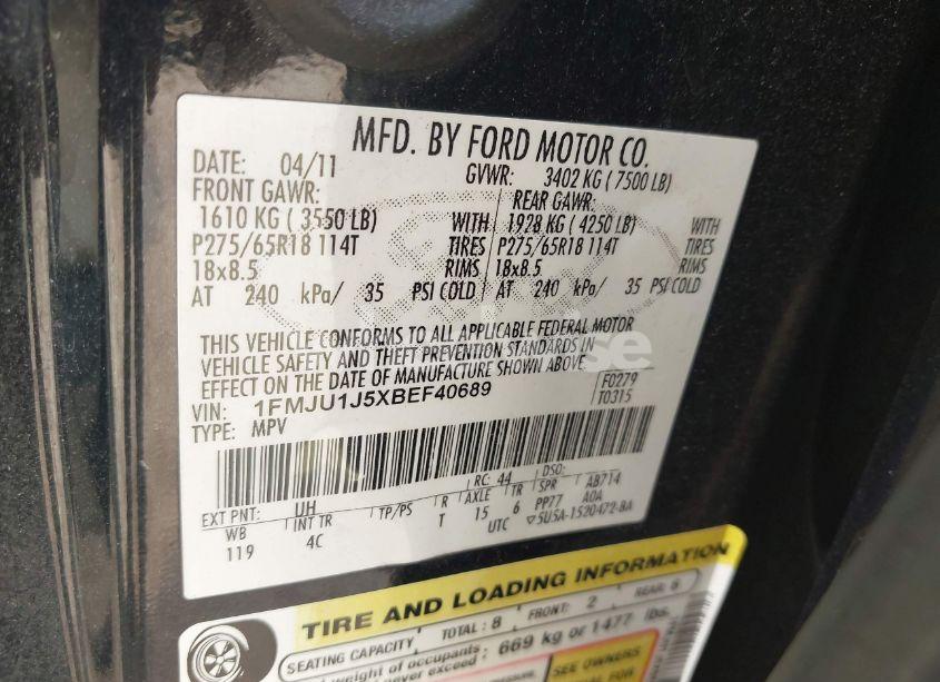 Photo 9 of 2011 Ford Expedition XLT (VIN 1FMJU1J5XBEF40689)