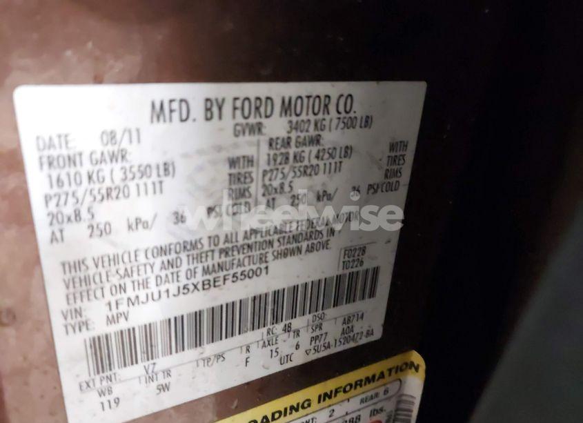 Photo 9 of 2011 Ford Expedition KING RANCH/XLT (VIN 1FMJU1J5XBEF55001)