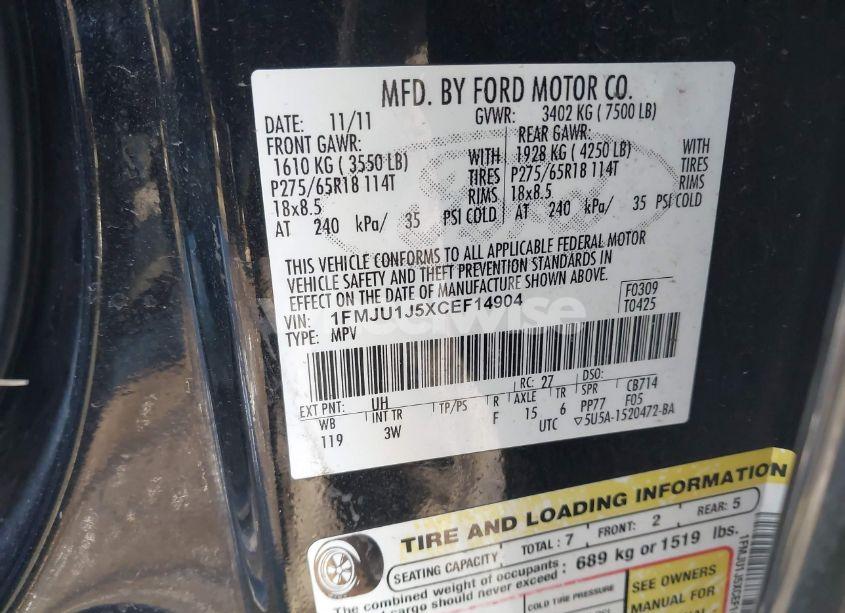 Photo 9 of 2012 Ford Expedition XLT (VIN 1FMJU1J5XCEF14904)