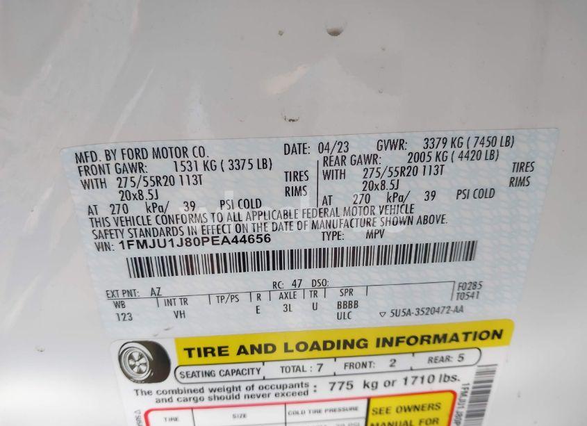 Photo 9 of 2023 Ford Expedition XLT (VIN 1FMJU1J80PEA44656)