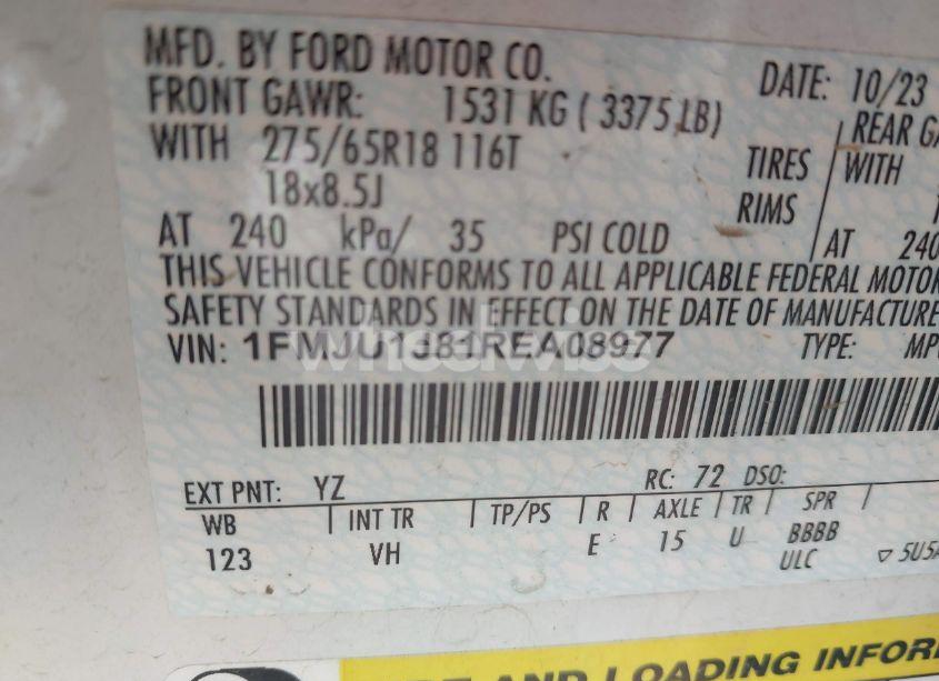 Photo 9 of 2024 Ford Expedition XLT (VIN 1FMJU1J81REA08977)