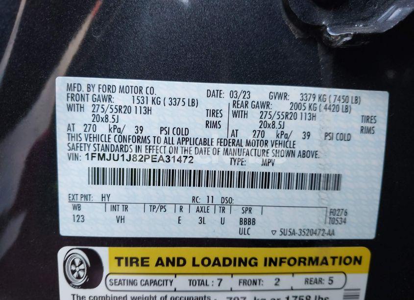 Photo 9 of 2023 Ford Expedition XLT (VIN 1FMJU1J82PEA31472)