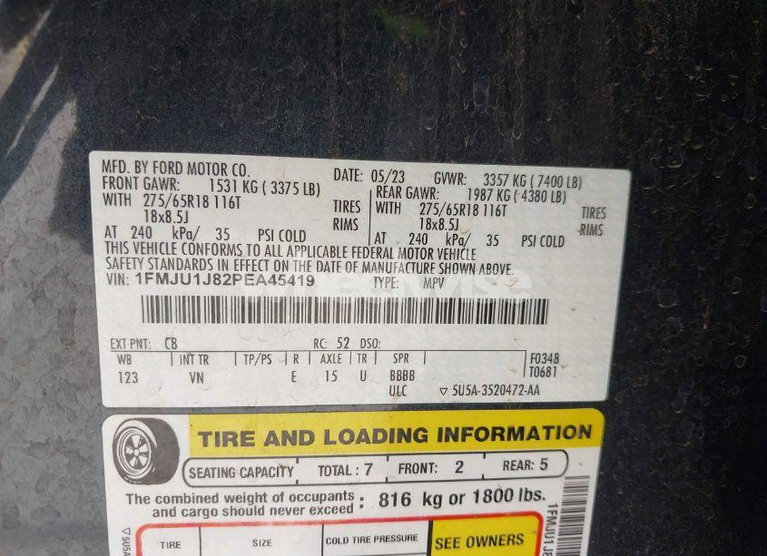 Photo 9 of 2023 Ford Expedition XLT (VIN 1FMJU1J82PEA45419)