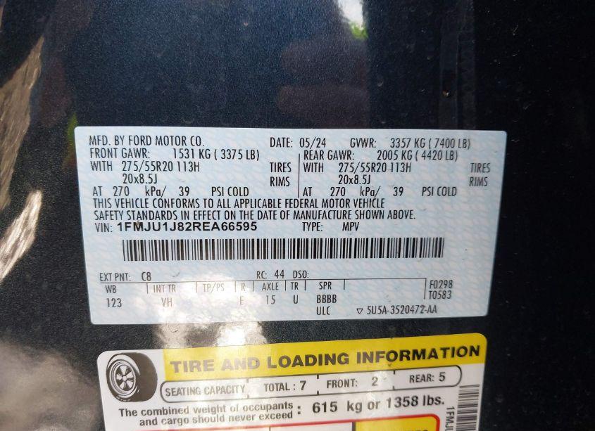 Photo 9 of 2024 Ford Expedition XLT (VIN 1FMJU1J82REA66595)