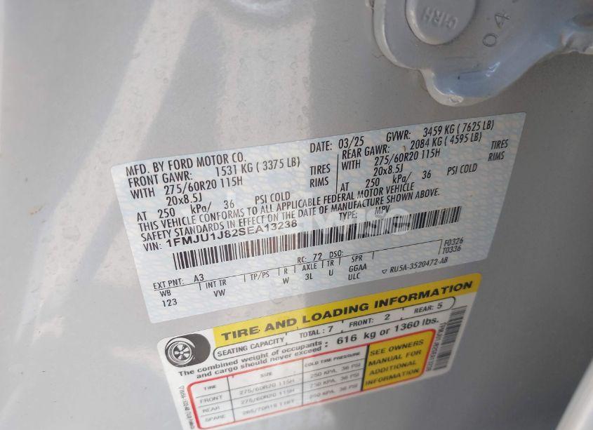 Photo 9 of 2025 Ford Expedition ACTIVE (VIN 1FMJU1J82SEA13238)