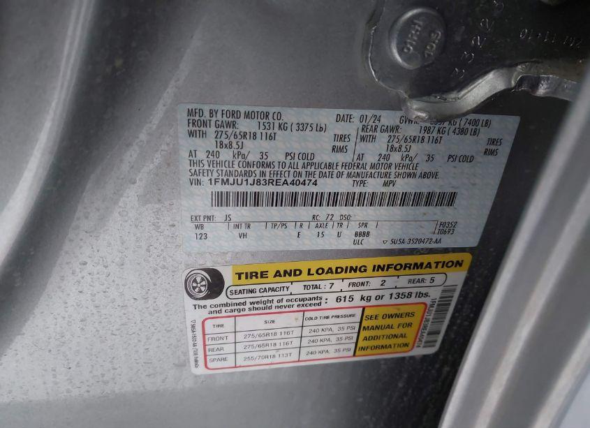 Photo 9 of 2024 Ford Expedition XLT (VIN 1FMJU1J83REA40474)