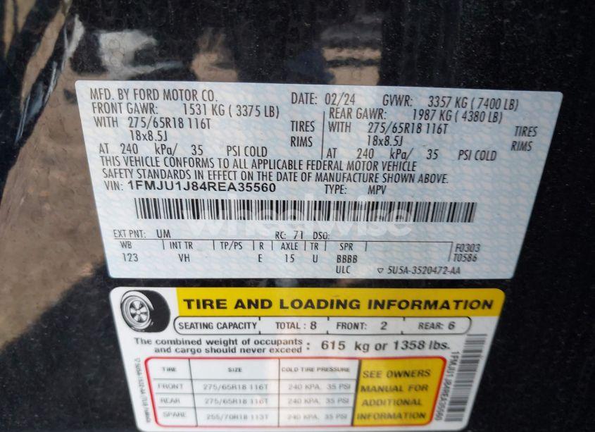 Photo 9 of 2024 Ford Expedition XLT (VIN 1FMJU1J84REA35560)