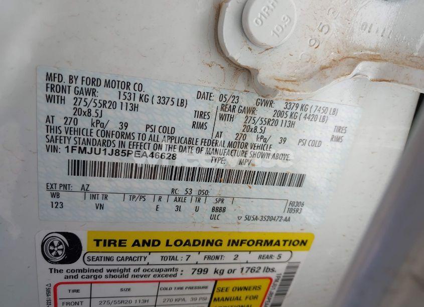 Photo 9 of 2023 Ford Expedition XLT (VIN 1FMJU1J85PEA46628)